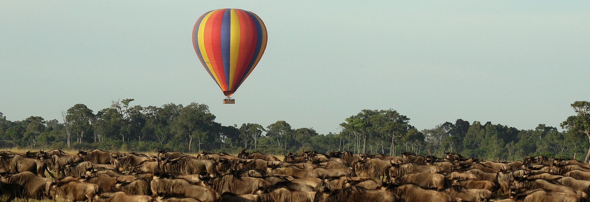 Hot air Baloon on a Wildebeest Migration Safari in East Africa